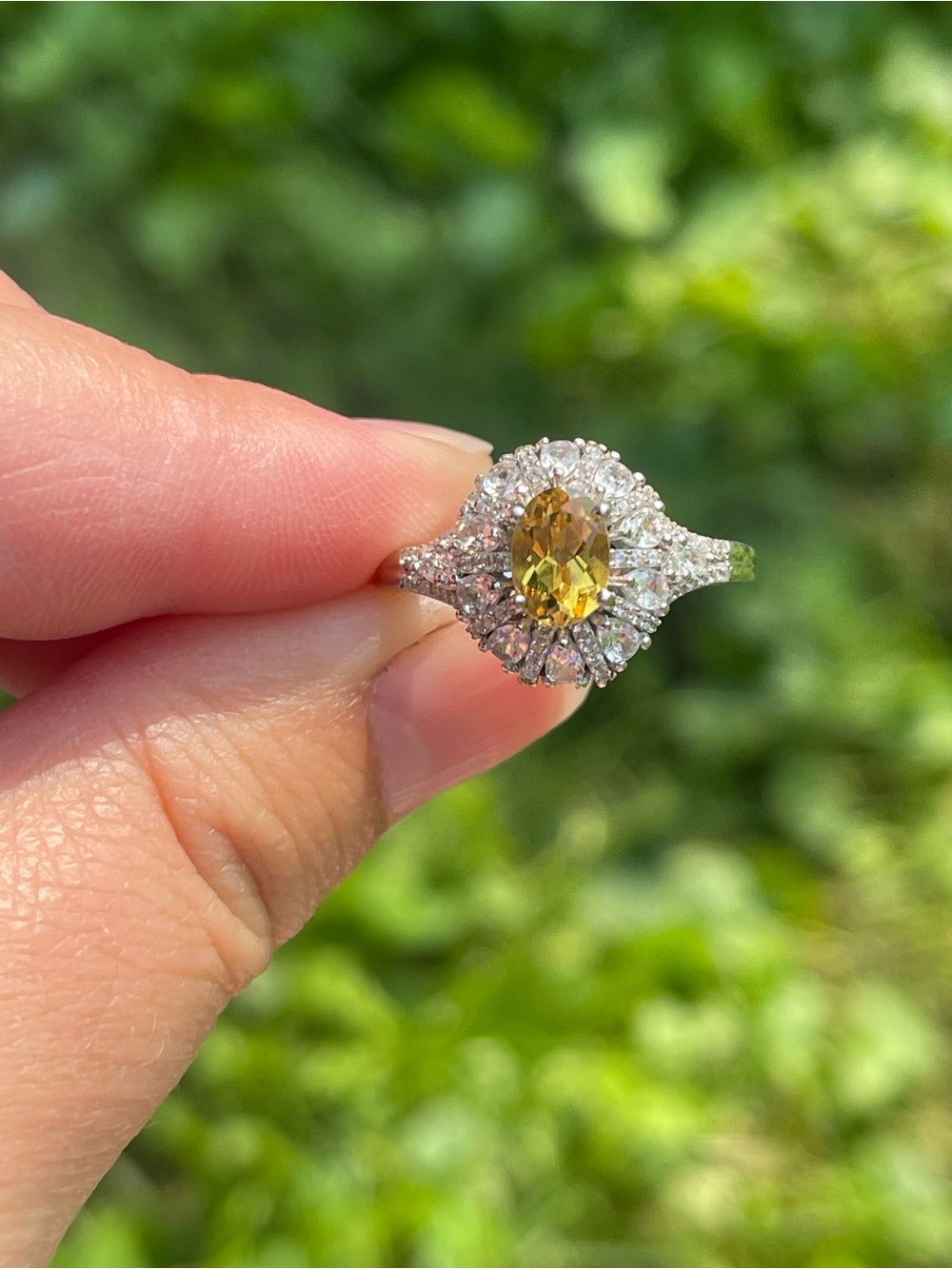 Heliodor and White Zircon Ring